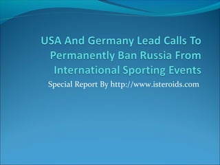 Special Report By http://www.isteroids.com
 