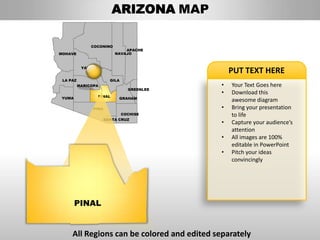 Arizona Powerpoint Map Usa arizona state powerpoint county editable ppt maps and templates | PPTX