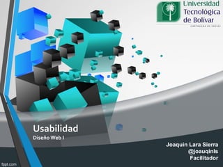 Usabilidad
Diseño Web I
1
Joaquin Lara Sierra
@joauqinls
Facilitador
 