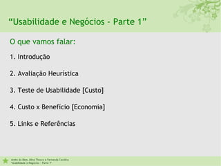 Usabilidade e Negocios