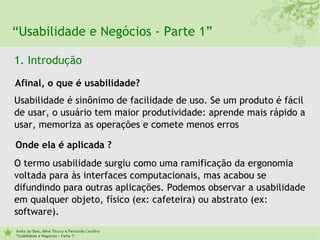 Usabilidade e Negocios