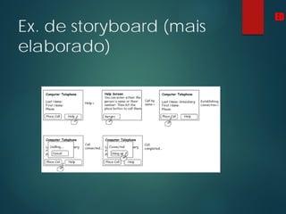 Ex. de storyboard (mais
elaborado)
ED
 