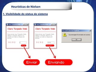 Heurísticas de Nielsen
1. Visibilidade do status do sistema
 