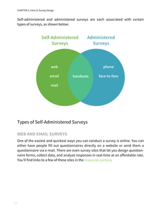 CHAPTER 3: Intro to Survey Design 
Self-administered and administered surveys are each associated with certain 
types of s...