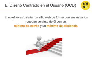 El objetivo es diseñar un sitio web de forma que sus usuarios
puedan servirse de él con un
mínimo de estrés y un máximo de eficiencia.
El Diseño Centrado en el Usuario (UCD)
 