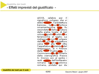 Usability dei testi - Effetti imprevisti del giustificato  - 