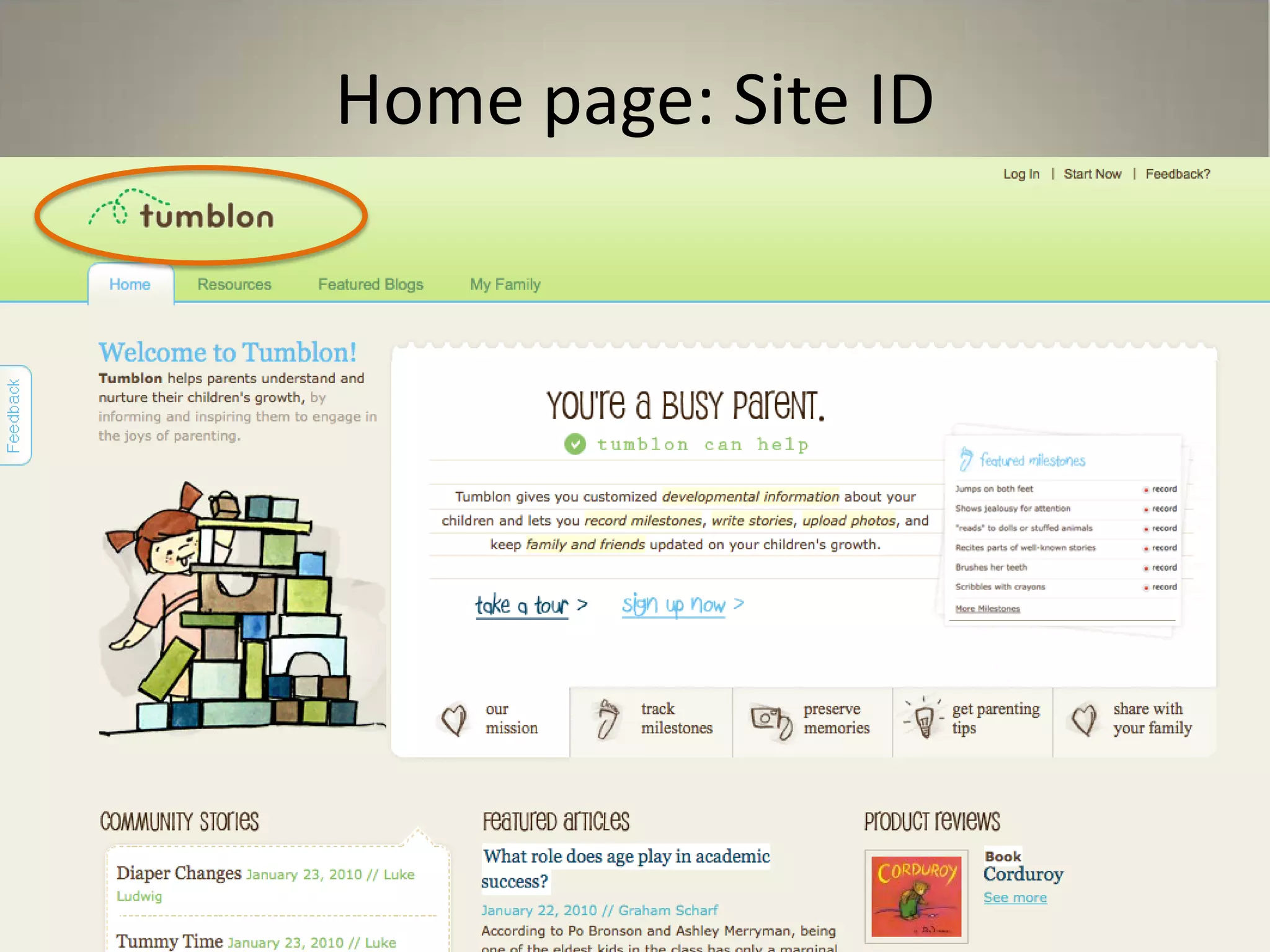 Home page: Site ID