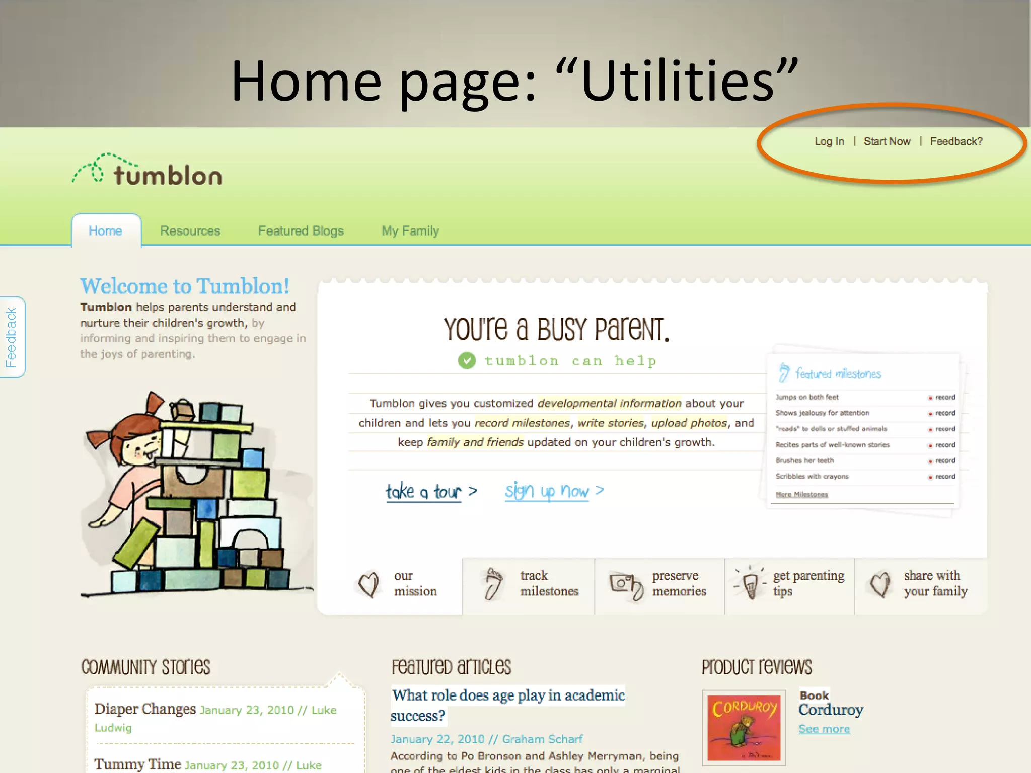 Home page: “Utilities”