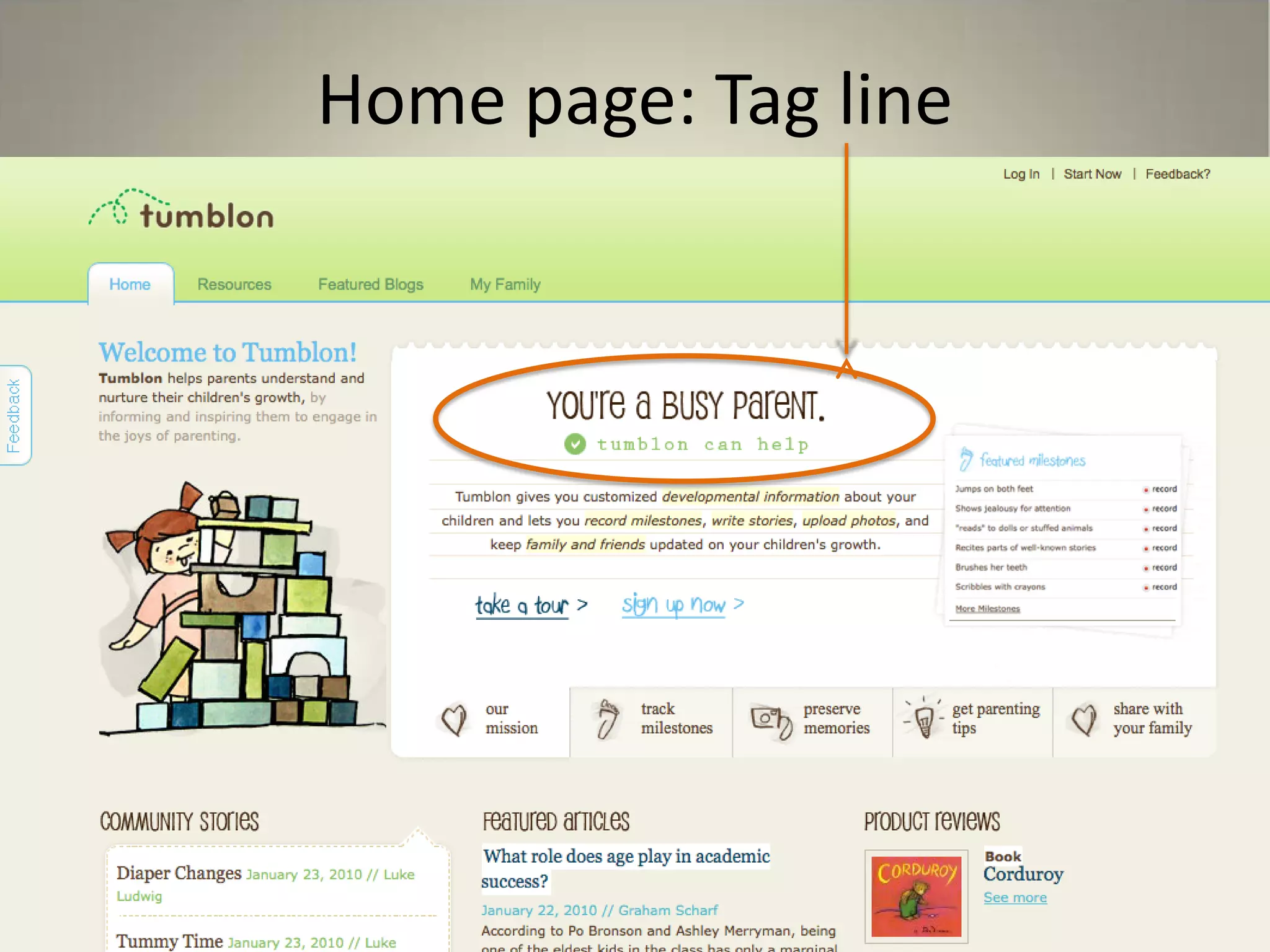 Home page: Tag line
