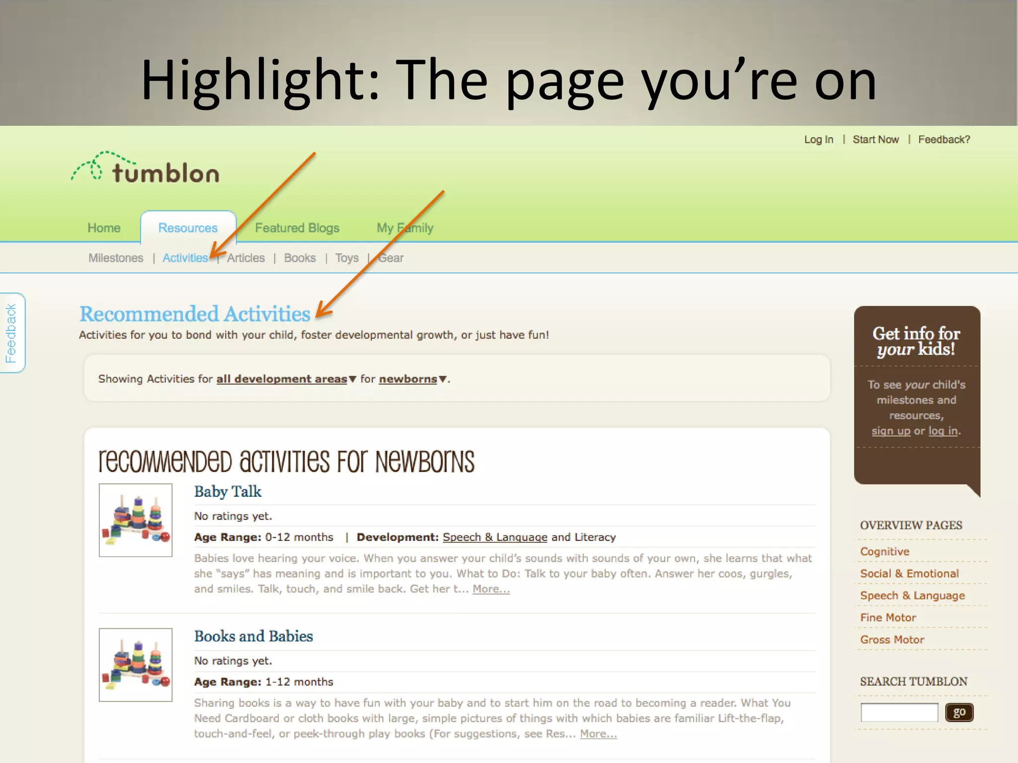 Highlight: The page you’re on