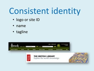 Consistent identitylogo or site IDnametagline