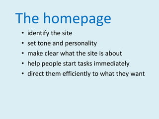 The homepageidentify the site