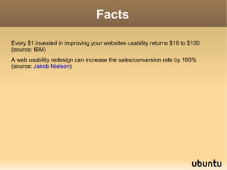 The broad goal of usability can be: Present the information to the user in a clear and concise way. 