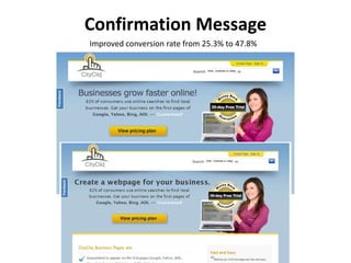 Confirmation Message
Improved conversion rate from 25.3% to 47.8%
 