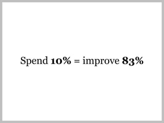Spend 10% = improve 83%
 