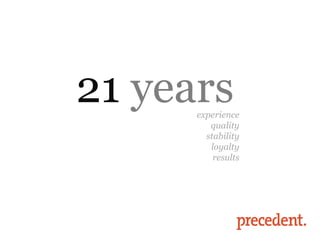 21 years
      experience
         quality
        stability
         loyalty
          results
 