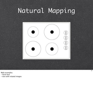 Natural Mapping




                                       21

Web examples:
- form text
- text with related images
 