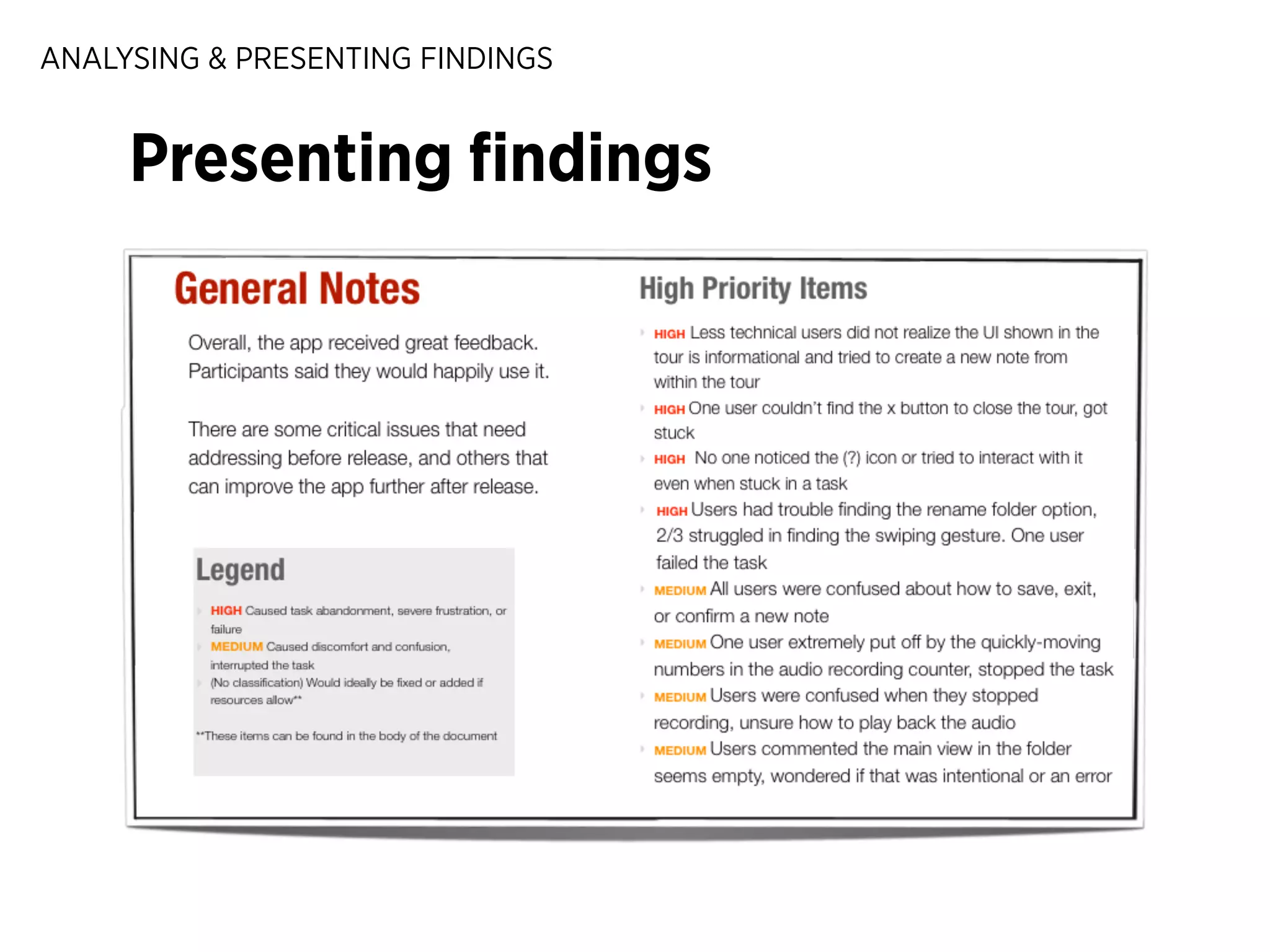 ANALYSING & PRESENTING FINDINGS

Presenting ﬁndings

 