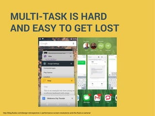 MULTI-TASK IS HARD
AND EASY TO GET LOST
http://blog.fluidui.com/design-retrospective-1-performance-screen-resolutions-and-the-fluid-ui-camera/
 