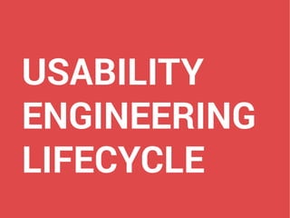 USABILITY
ENGINEERING
LIFECYCLE
 