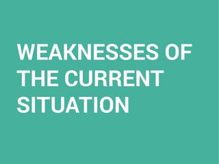 WEAKNESSES OF
THE CURRENT
SITUATION
 