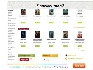 7 элементов? www.eshopsales.ru  –  маркетинг интернет-магазинов.  Петр Пономарев 