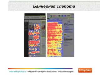 Баннерная слепота www.eshopsales.ru  –  маркетинг интернет-магазинов.  Петр Пономарев 