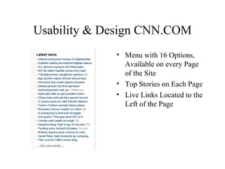 Usability & Design CNN.COM ,[object Object],[object Object],[object Object]