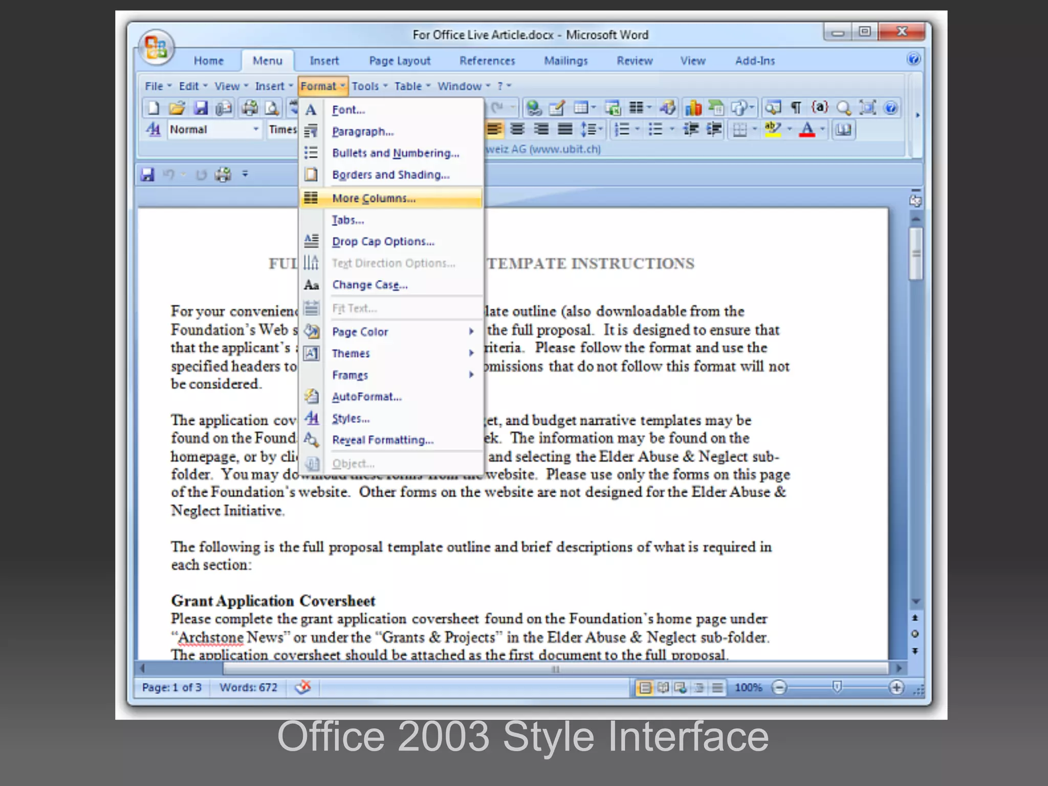 Office 2003 Style Interface
 
