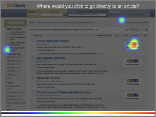 Where would you click to go directly to an article? 