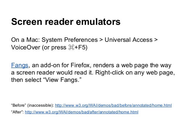 screen reader emulator mac