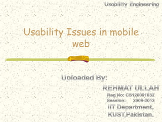 Usability Issues in mobile
           web
 