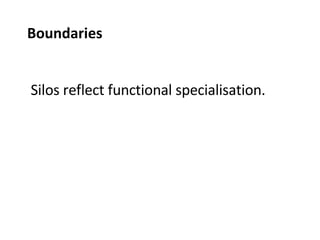 Silos reflect functional specialisation. Boundaries 