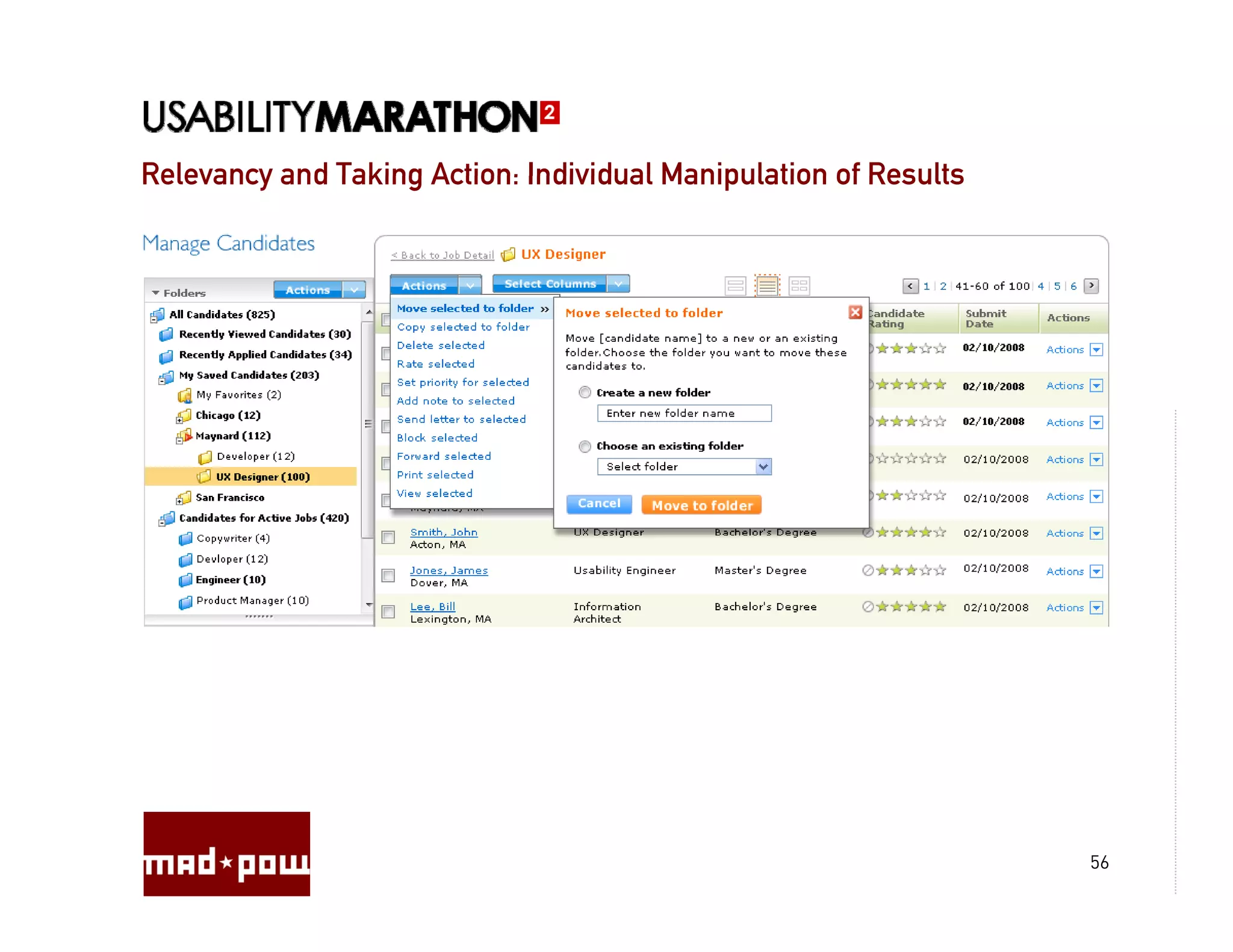 Relevancy and Taking Action: Individual Manipulation of Results




                                                                  56
 