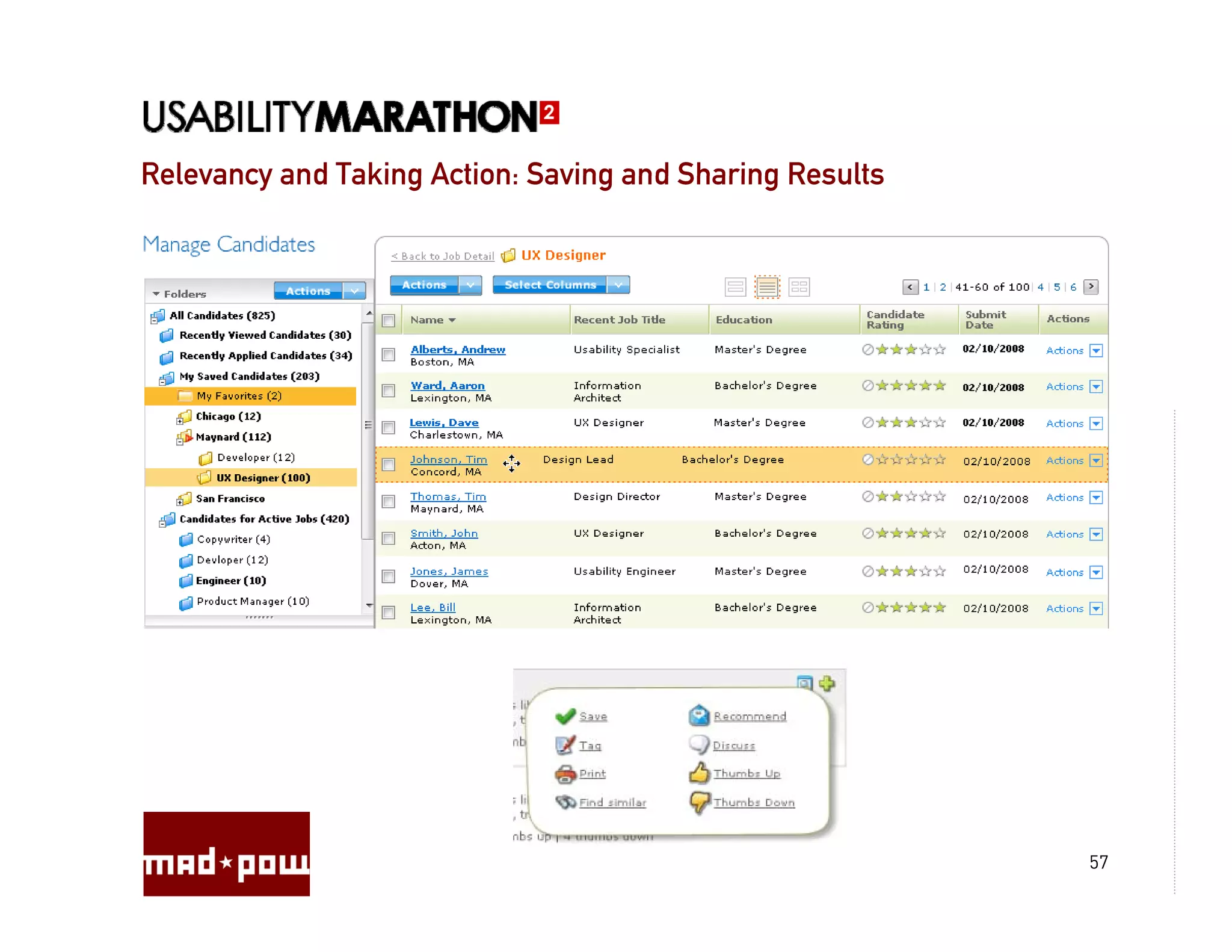 Relevancy and Taking Action: Saving and Sharing Results




                                                          57
 
