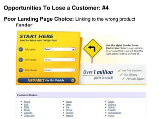 Opportunities To Lose a Customer: #4 Poor Landing Page Choice:  Linking to the wrong product 