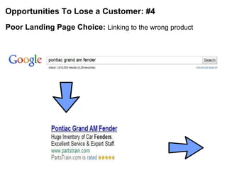 Opportunities To Lose a Customer: #4 Poor Landing Page Choice:  Linking to the wrong product 