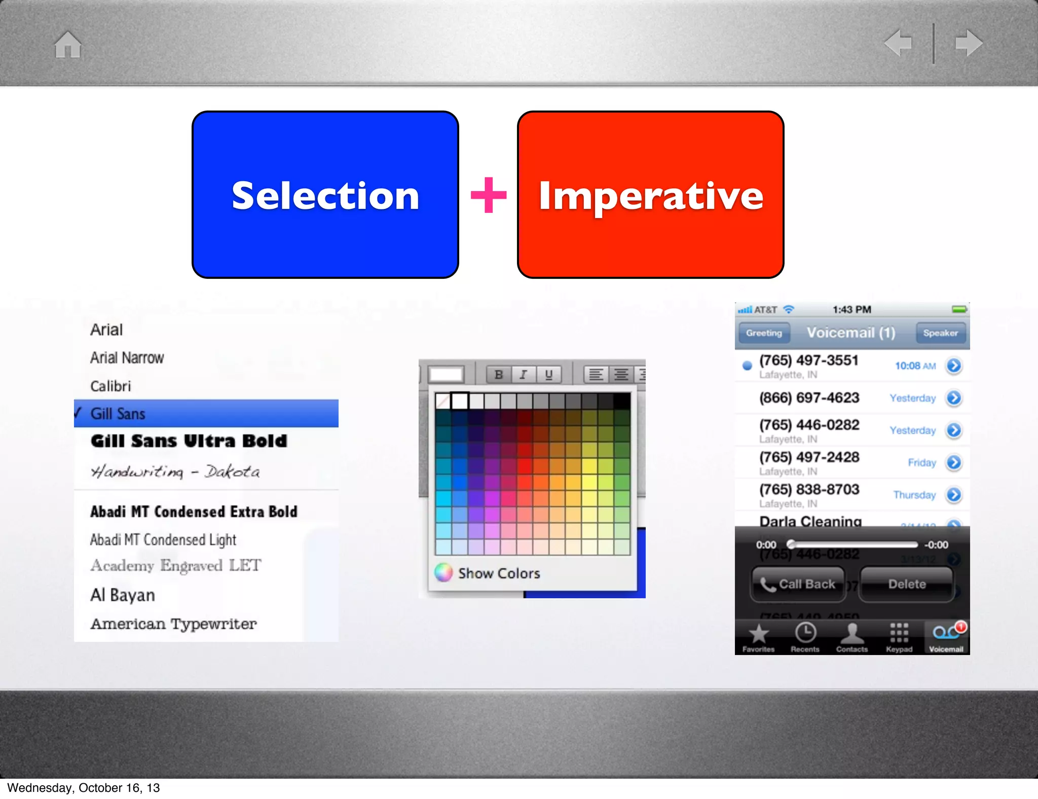 Selection

Wednesday, October 16, 13

+

Imperative

 