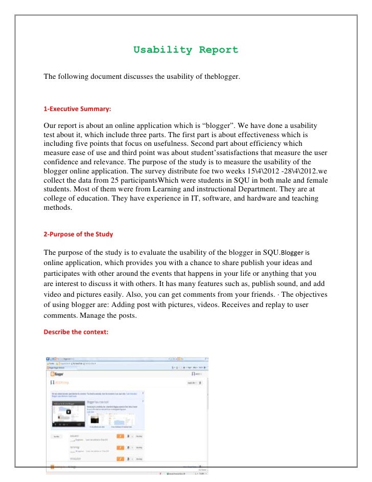 Usability report