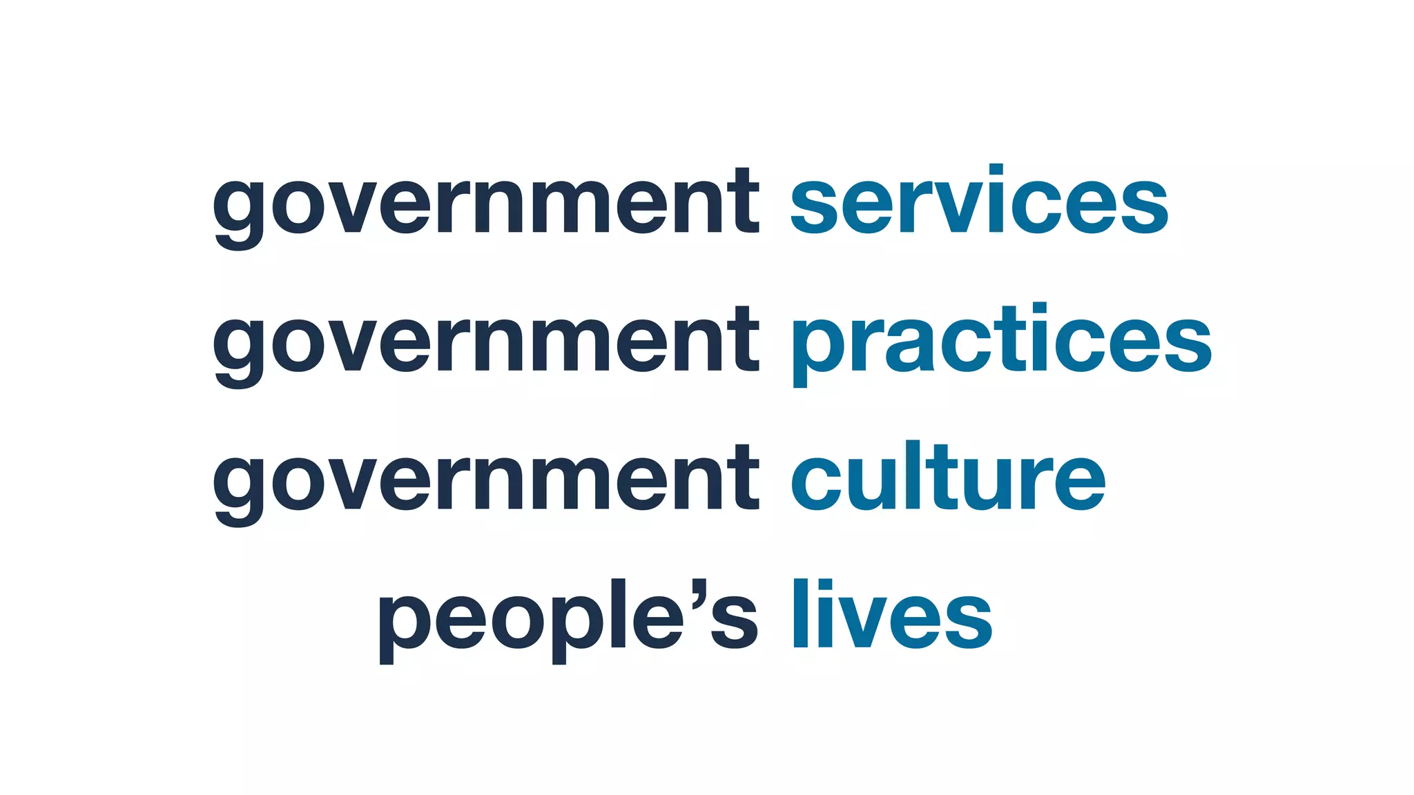 government
government
government
people’s
services
practices
culture
lives
 