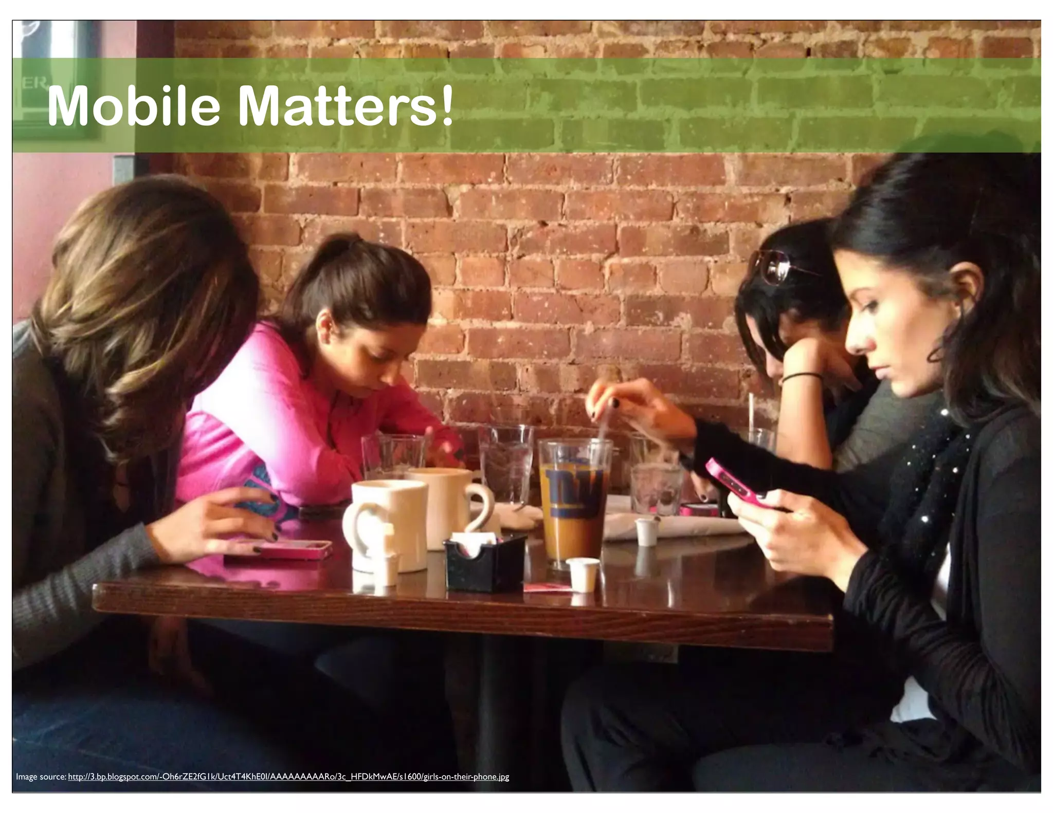 Mobile Matters!

Image source: http://3.bp.blogspot.com/-Oh6rZE2fG1k/Uct4T4KhE0I/AAAAAAAAARo/3c_HFDkMwAE/s1600/girls-on-their-phone.jpg

 