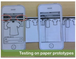 Testing on paper prototypes
Image source: http://www.90percentofeverything.com/2010/05/07/quick-tip-make-your-own-iphone-usability-testing-sled-for-5/

 