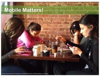 Mobile Matters!

Image source: http://3.bp.blogspot.com/-Oh6rZE2fG1k/Uct4T4KhE0I/AAAAAAAAARo/3c_HFDkMwAE/s1600/girls-on-their-phone.jpg

 