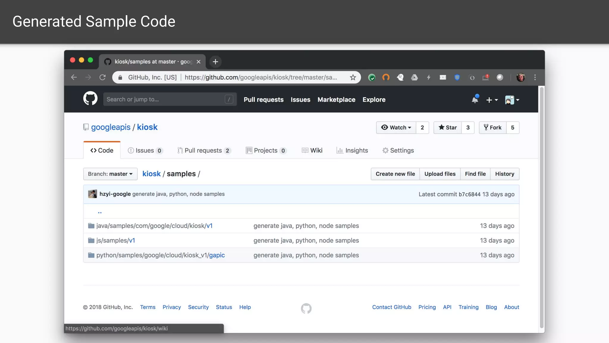 Generated Sample Code
 
