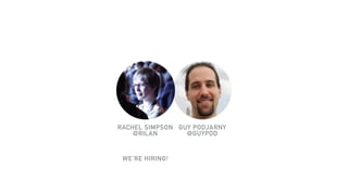 WE’RE HIRING!
RACHEL SIMPSON
@RILAN
GUY PODJARNY
@GUYPOD
 