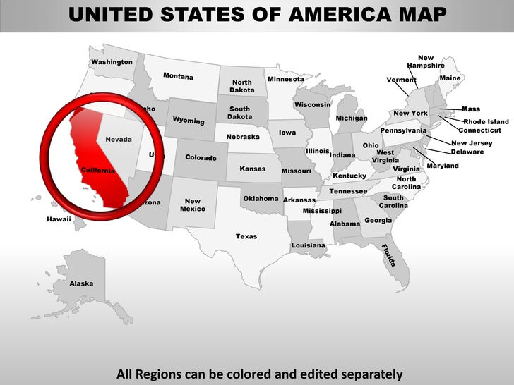 usa california state powerpoint county editable ppt maps and us map ppt template