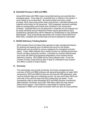 Usace Rms Submittal Codes.pdf USACE Construction Quality Management manual | PDF