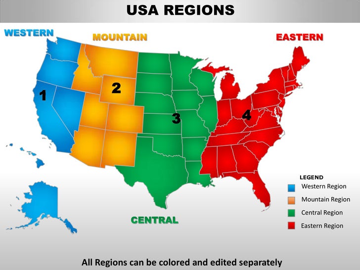 Usa Central Region Country Editable Powerpoint Maps With States And C Usa Central Region Country Editable Powerpoint Maps With States And Counties 1 728