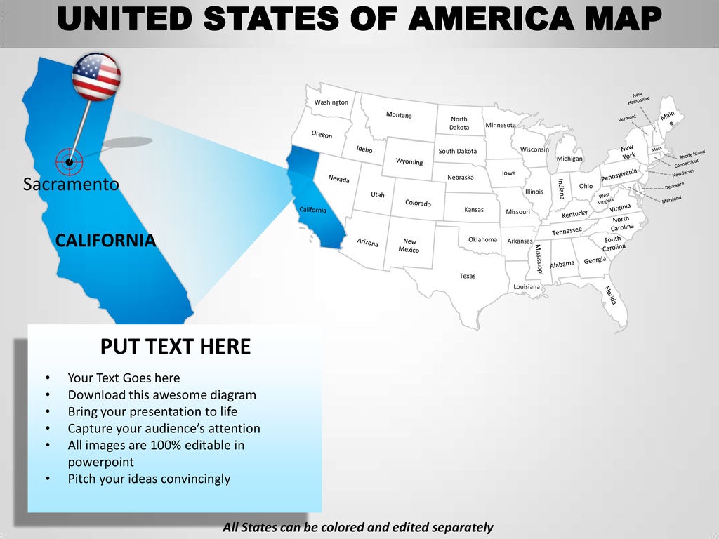 Usa country editable powerpoint maps with states and counties