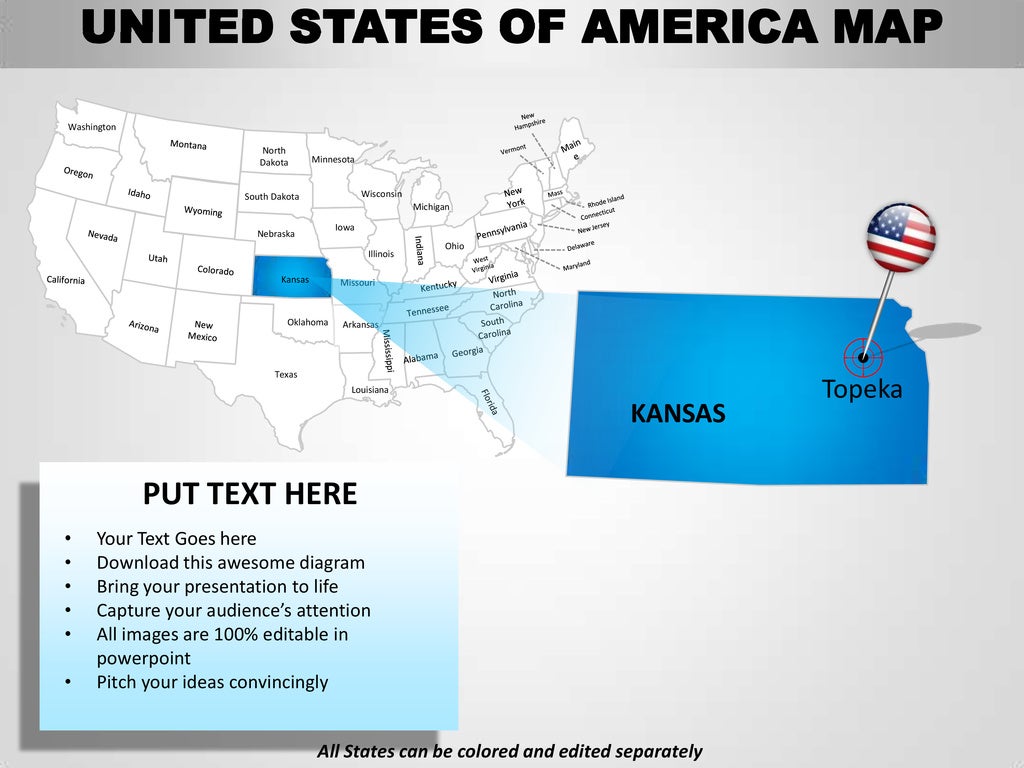 Usa country editable powerpoint maps with states and counties